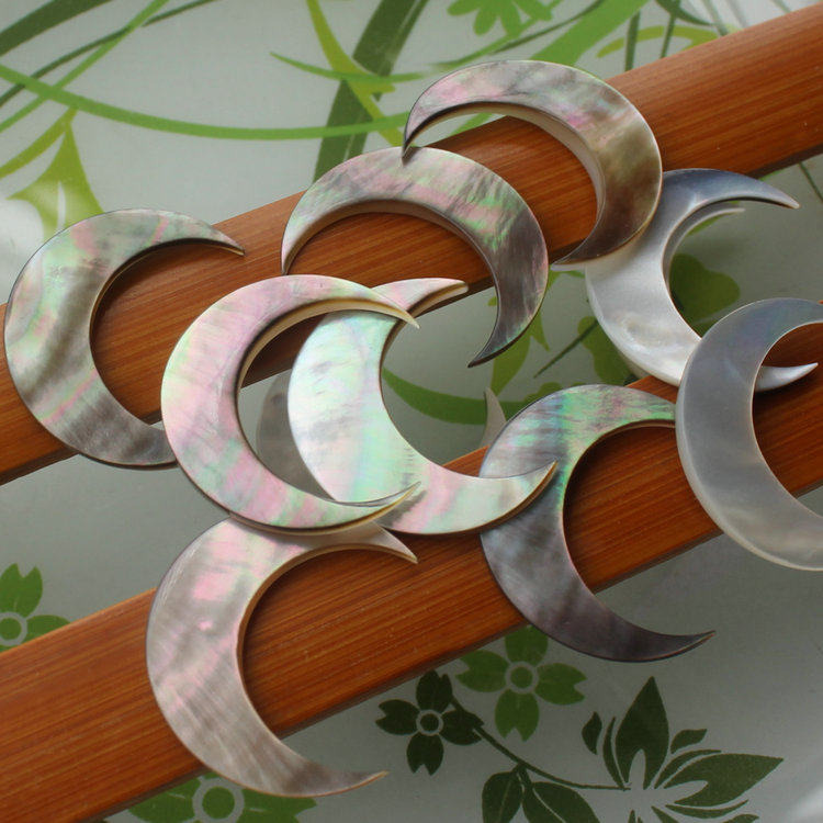 无孔 天然黑蝶贝 26mm黑贝月亮弯月状贴片 diy手工材料配件饰品