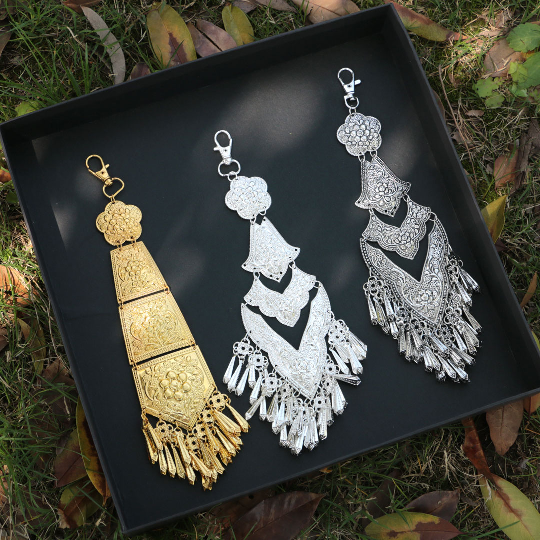 云南傣族流苏镀金腰牌泰式腰饰品