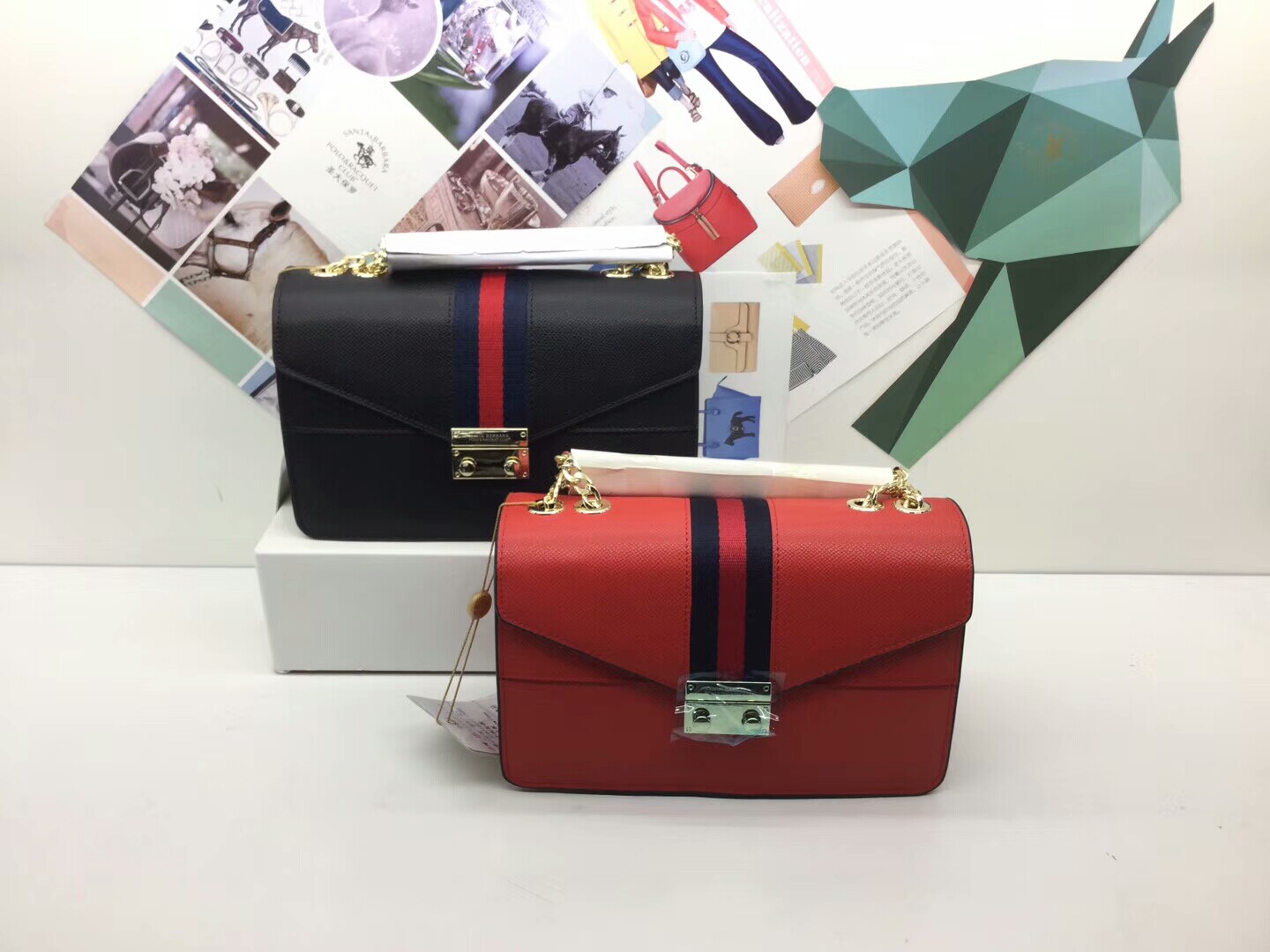 圣大保罗polo正品2018新款全牛皮撞色小方包真皮手提小包斜跨女包