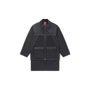 AFMR475 秋季 李宁logo标志翻领多口袋拉链长袖 风衣男款