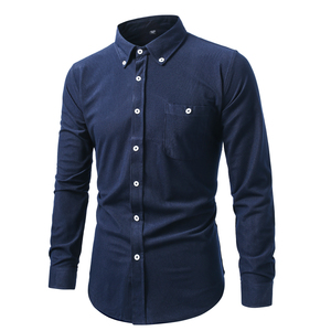 男士纯色灯芯绒打底有口袋打底长袖衬衫228-CS280-P20，男装T恤，星座228