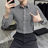 男士休闲时尚潮格子高品质衬衣衬衫228-1059-P50，男装衬衫，星座228