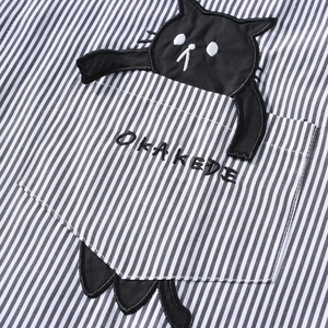 时尚休闲港风时尚小猫口袋衬衫长袖衬衣228-1128-P55图片