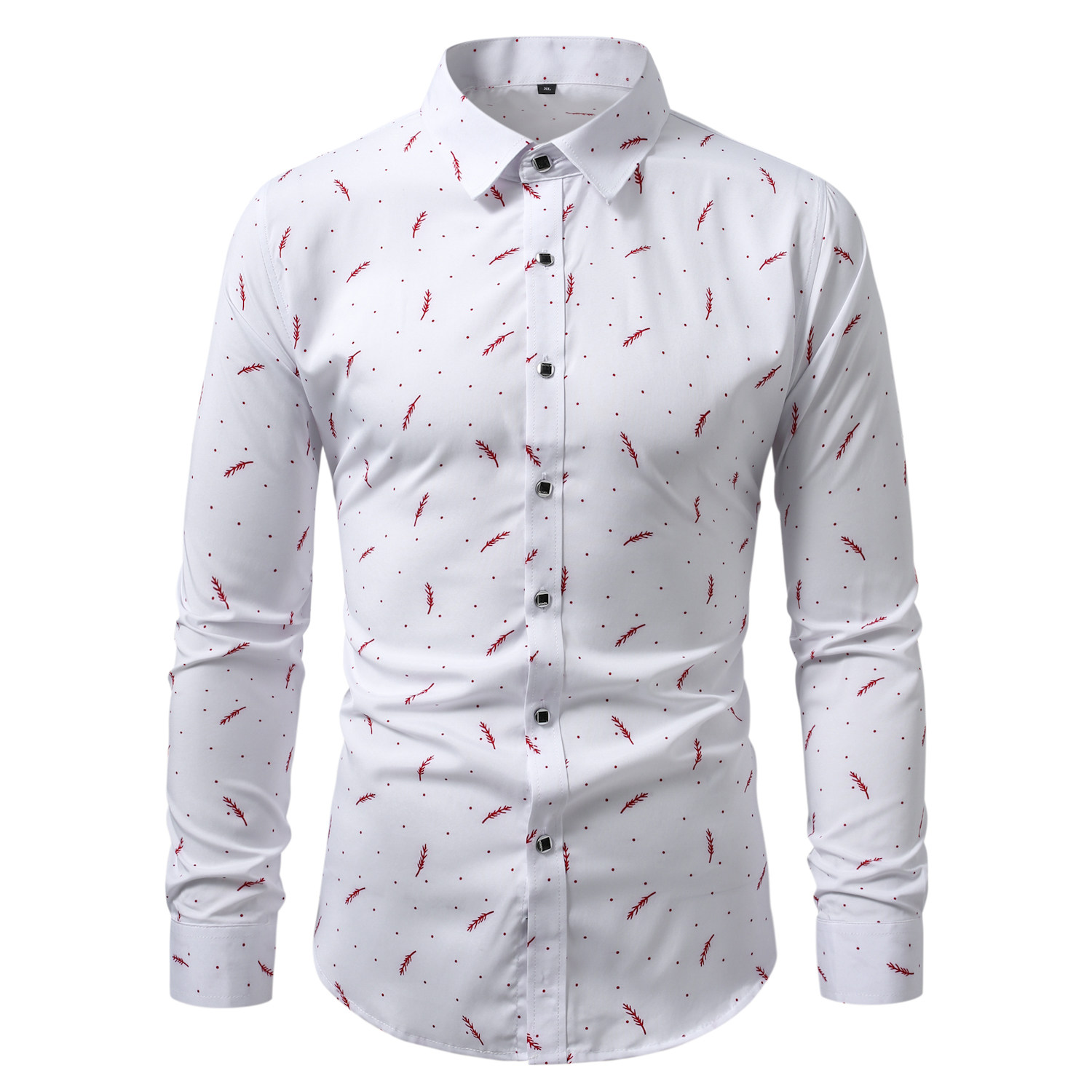 男士春秋休闲羽毛花色打底长袖衬衫228-CS58-P15，男装T恤，星座228