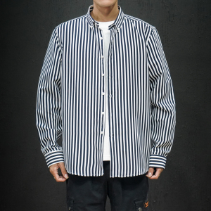 潮男士条纹衬衣长袖潮流时尚衬衫男衬衣228-1013-P18图片