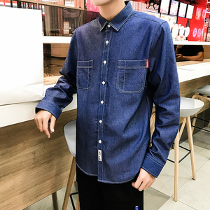 男士时尚潮休闲男牛仔衬衣长袖衬衫衬衣228-CS801-P45图片