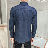 韩版新款男士牛仔衬衣长袖潮流衬衫衬衣228-CS16-P25，男装衬衫，星座228