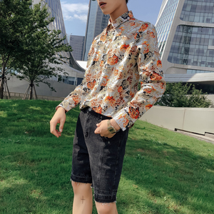 时尚新款男士花衬衫潮长袖休闲衬衫228-CS11-P30图片