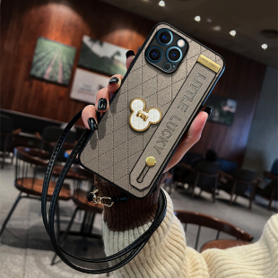 适用苹果 iphone15手机壳14 plus皮质13pro手机壳12mini硅胶11pro max保护套xr/xs米老鼠6/7/8欧美se2腕带