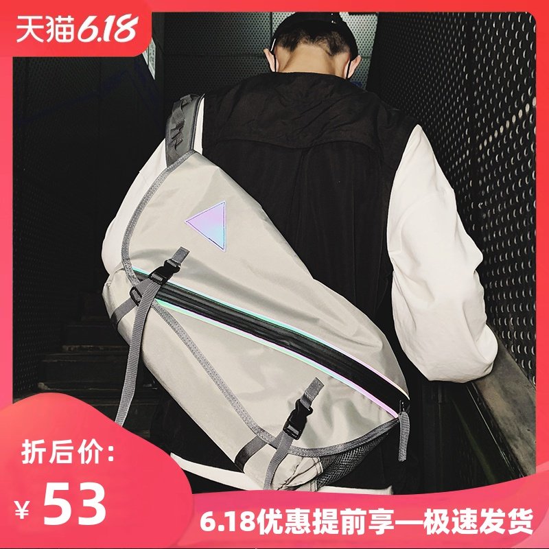 斜挎包男潮牌大容量 街头潮流嘻哈原宿机能包ins单肩工装包学生女