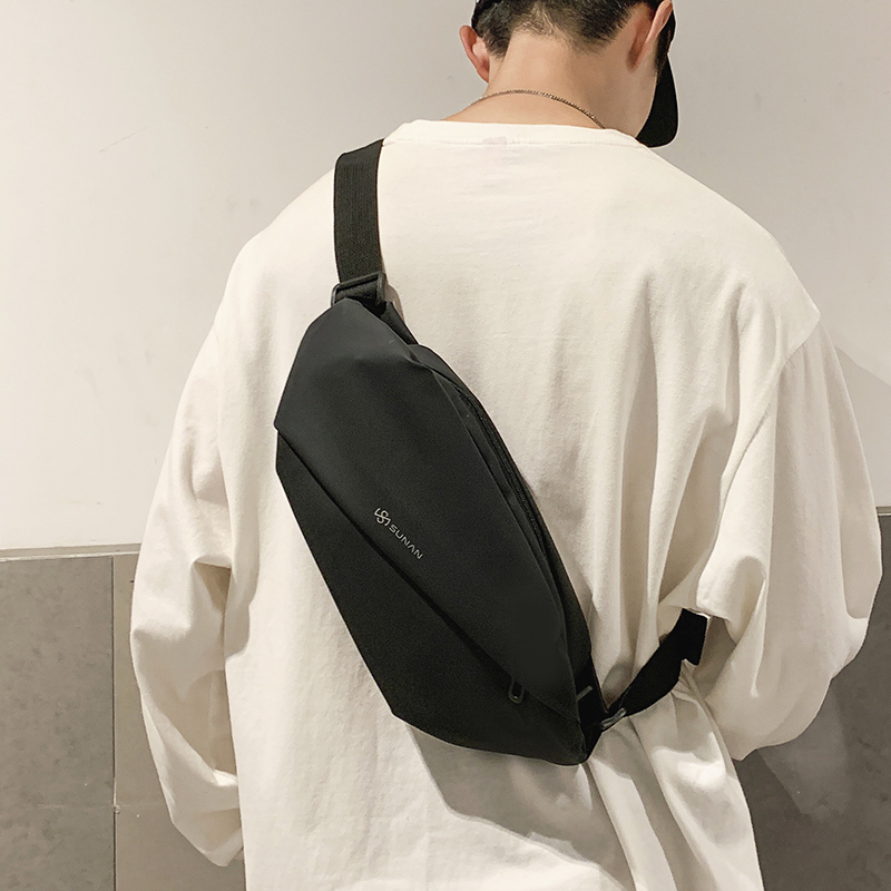 潮牌日系胸包男士ins简约单肩包腰包背包小挎包女帆布学生斜挎包