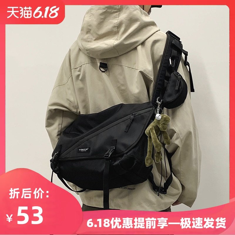 斜挎包男潮牌日系街头潮流嘻哈原宿机能包ins大容量单肩工装包女