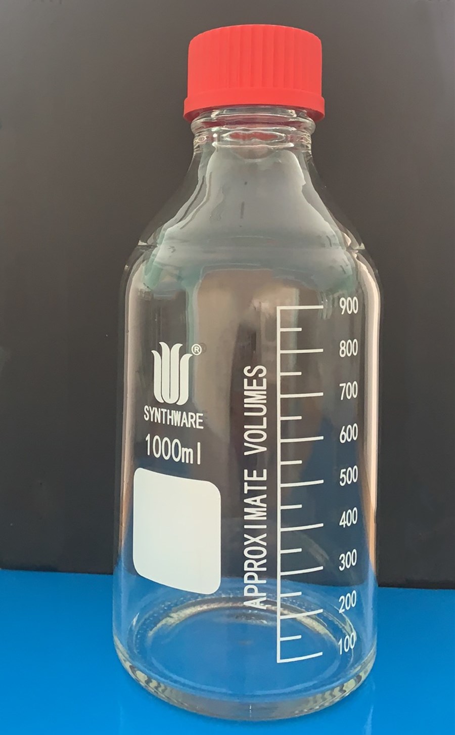 B141000 具螺纹口试剂瓶 1000ml GL45,标配红色螺纹盖，含密封圈