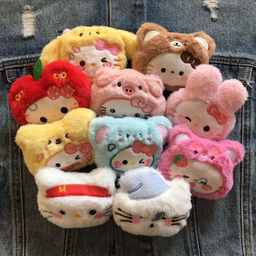 hellokitty胸针夹子新款卡通毛绒黄油kt猫小熊kt头套别针diy服饰