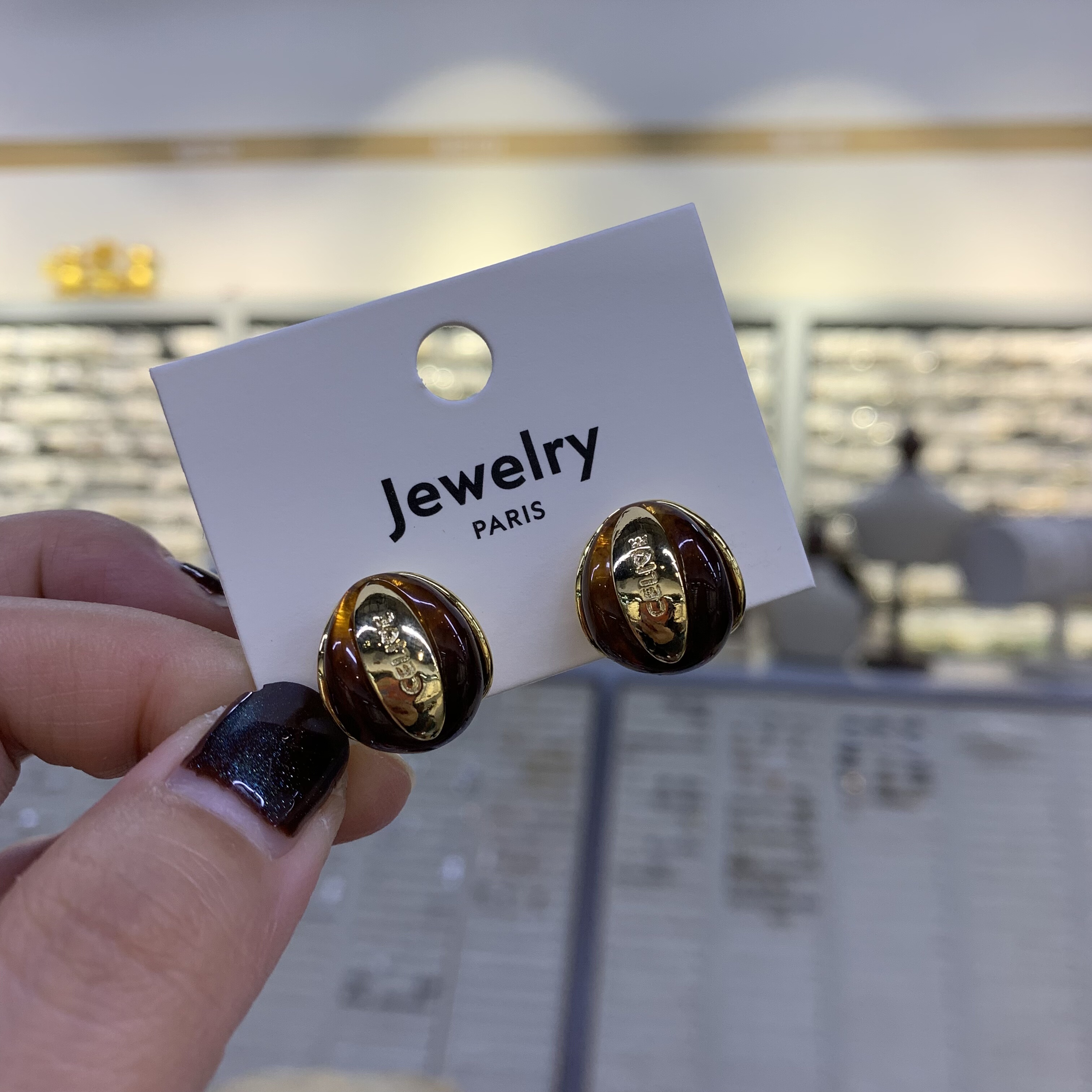 新款琥珀色复古小众个性简约几何弧形字母耳圈饰品高级感耳环银针