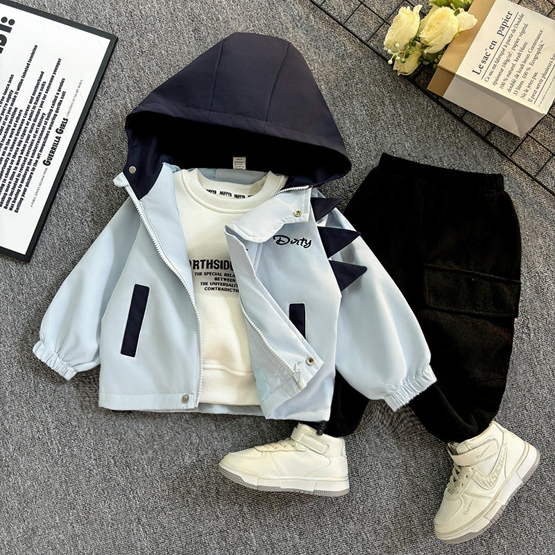 男童外套装儿童春秋夹克2026新款痞帅衣服男女宝宝上衣裤子两件套