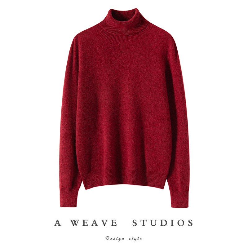 100%纯山羊绒女高领套头经典针织衫2024年秋冬季新款气质百搭毛衣