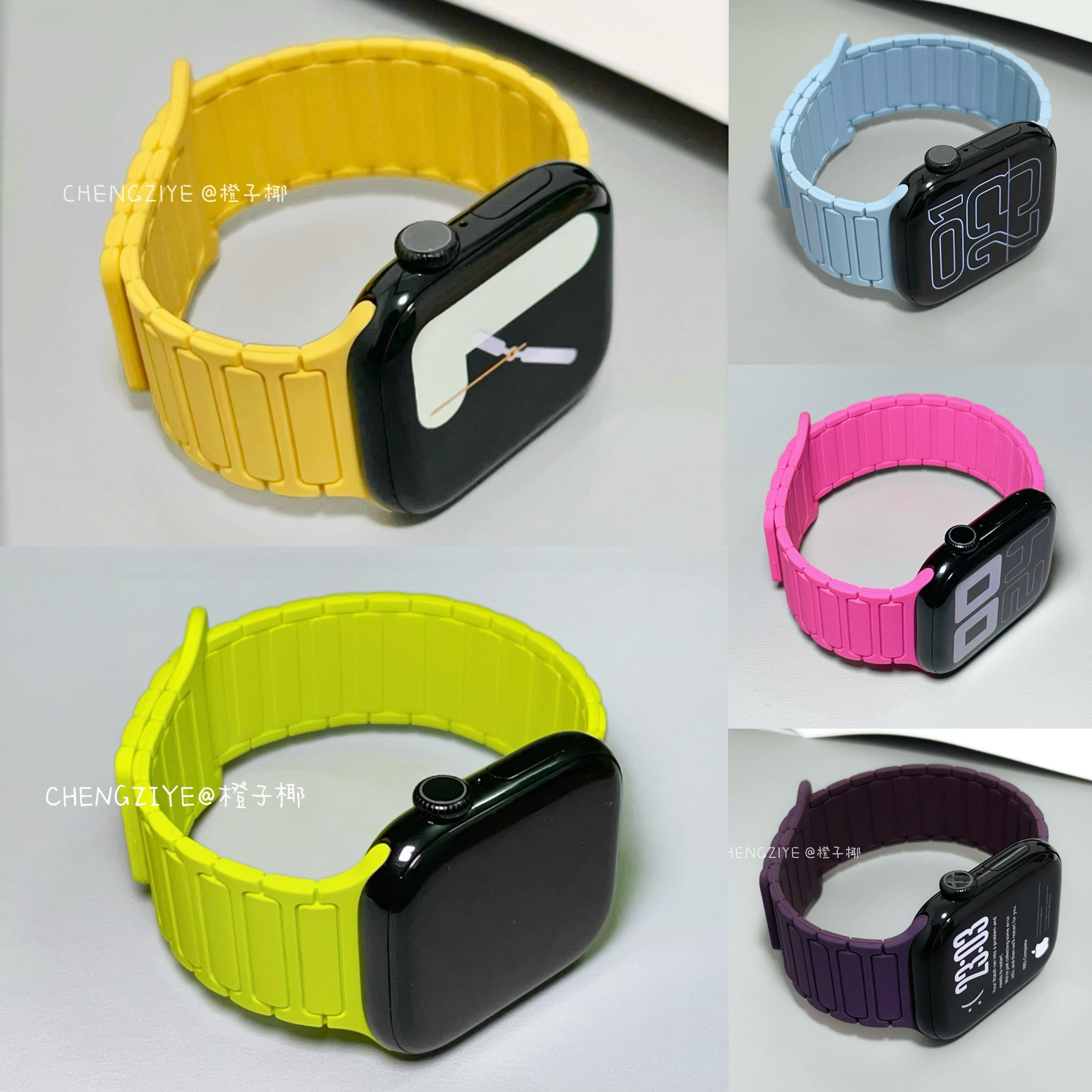 iwatchs10液态二代三株硅胶磁吸表带适用于苹果表带S98运