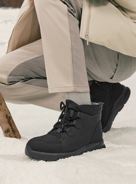 Pansy盼喜日本男鞋轻便加绒加厚保暖超轻舒适羊毛短靴冬款棉鞋