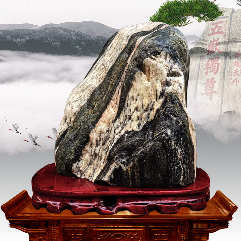 泰山原石风景流水自然景观过门20304060cm高度泰山石敢当风水摆件