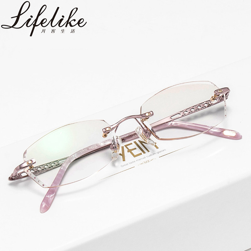 凡客生活3382韩国时尚钻石切边近视眼镜 女超轻无框眼镜架