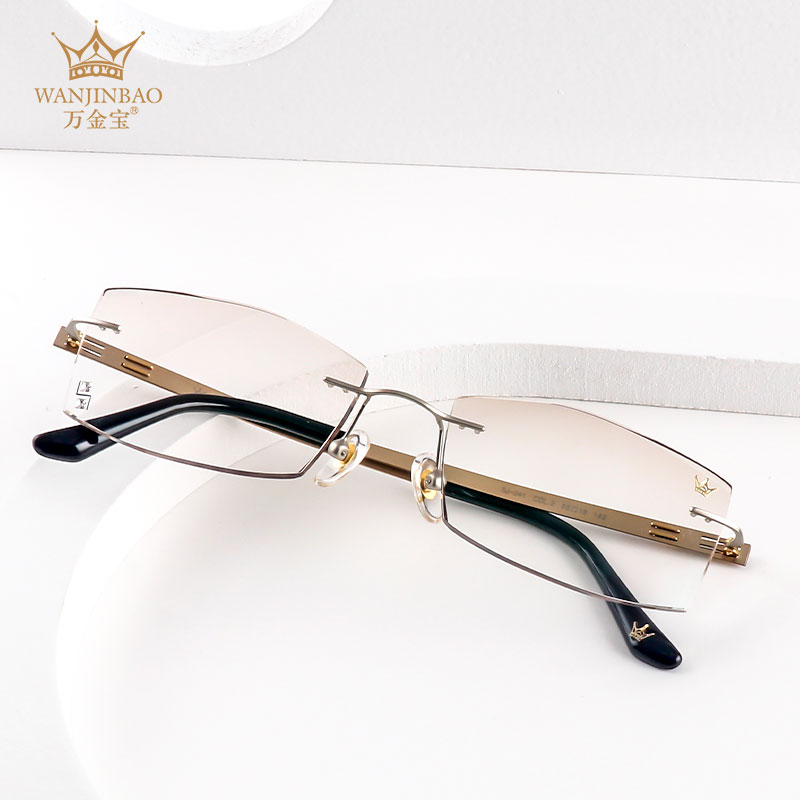 万金宝时尚风切边无框眼镜架
