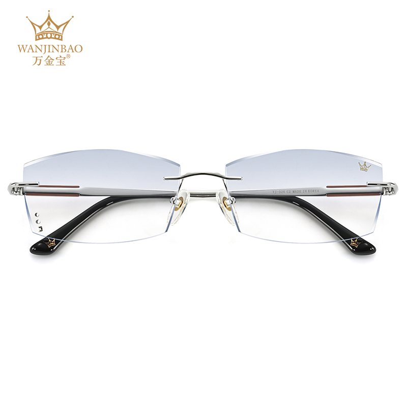 万金宝无框近视眼镜男防蓝光手机电脑眼睛框减缓疲劳檀木装饰0008