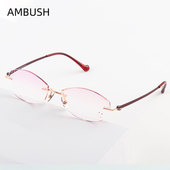 AMBUSH 近视眼镜架女可配度数纯钛无框超轻防蓝光成品渐变色1852