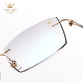 万金宝近视眼镜框商务配成品有度数无框眼镜架男镶钻石切边W772