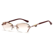 魅影无框钻切边眼镜 近视眼镜女 渐进多焦点防疲劳近视眼镜框8208