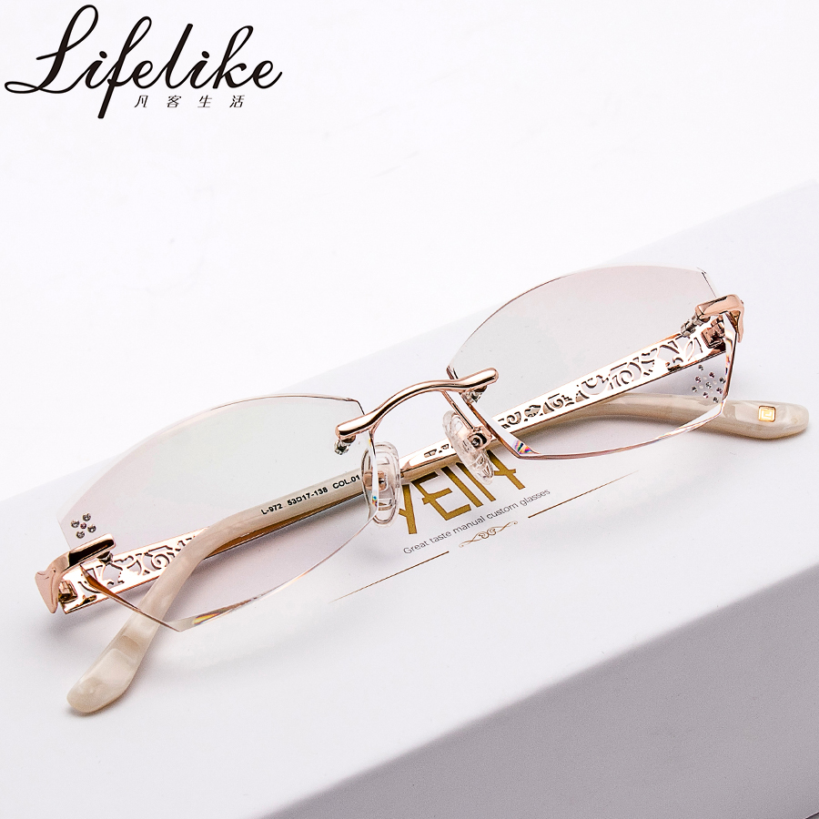 凡客生活近视眼镜无框女切边