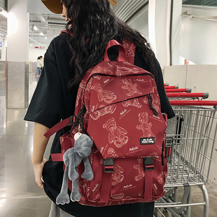 原宿风书包女大学生潮流ins双肩包高中学生初中生大容量背包男式