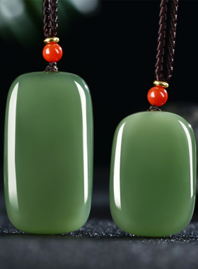 无饰牌情侣挂件天然和田玉男士吊坠玉石平安无事牌女款项链一对