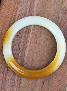 新疆天然和田玉糖白玉手镯女款小圈口美人镯53mm糖白分明带证书