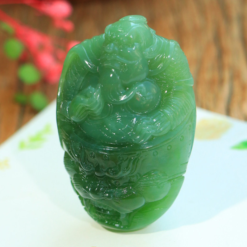 和田玉将军把玩件新疆碧玉男士款手把件天然玉石文玩带证书104g