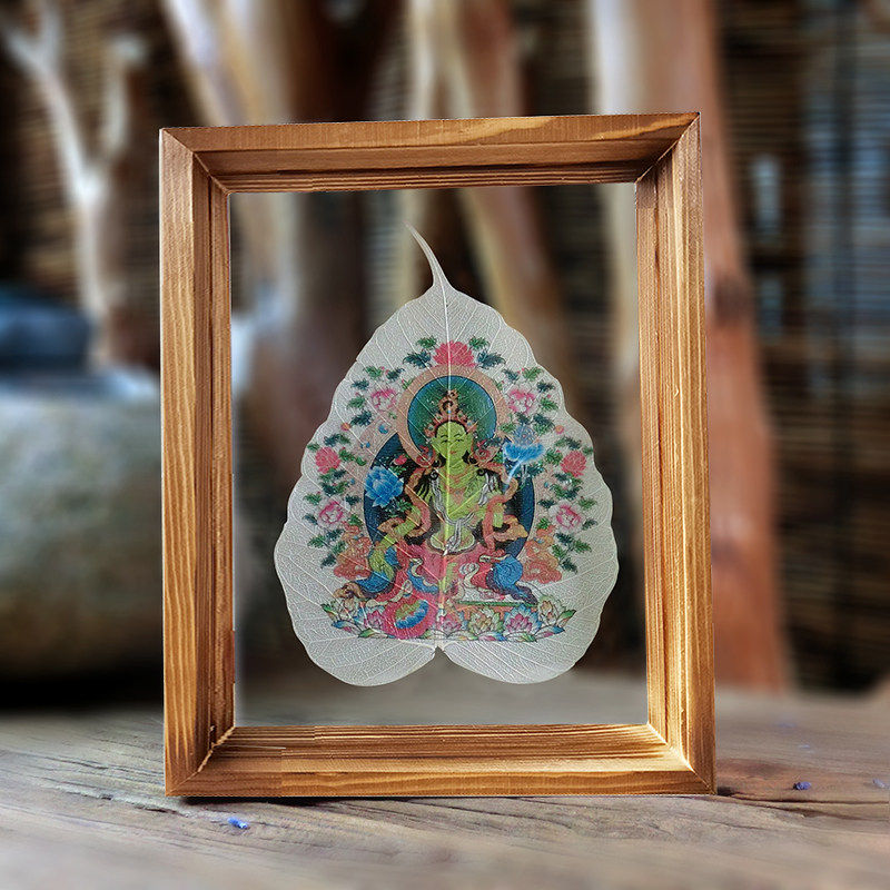 菩提树叶画藏传佛像唐卡普贤文殊菩萨黄财神白度母12生肖本命佛