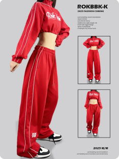 潮 子女宽松hiphop运动裤 ROKBBK－K 布韩街舞潮牌红色爵士舞jazz裤