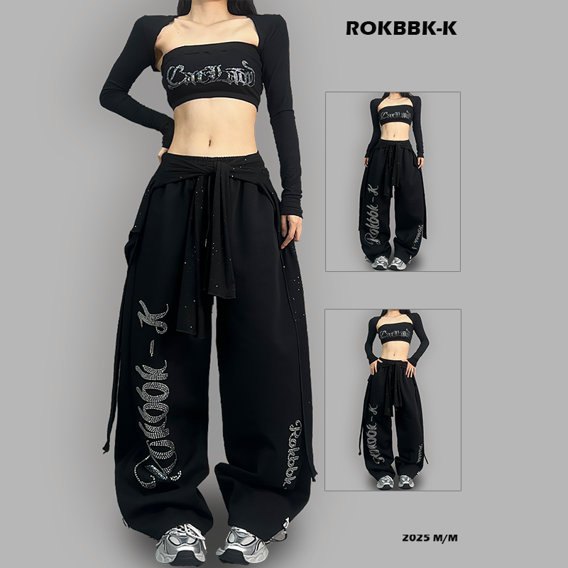 ROKBBK-K/布韩街舞潮牌夏季运动裤女美式辣妹宽松休闲爵士舞长裤