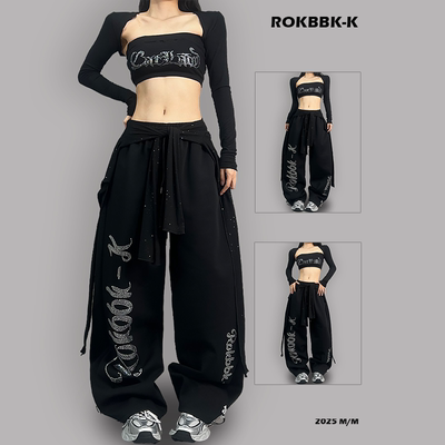 ROKBBK-K/布韩街舞潮牌夏季运动裤女美式辣妹宽松休闲爵士舞长裤