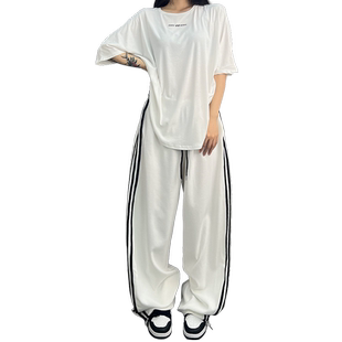 ROKBBK－K/布韩街舞潮牌宽松净版三条杠爵士舞jazz运动裤子女长裤