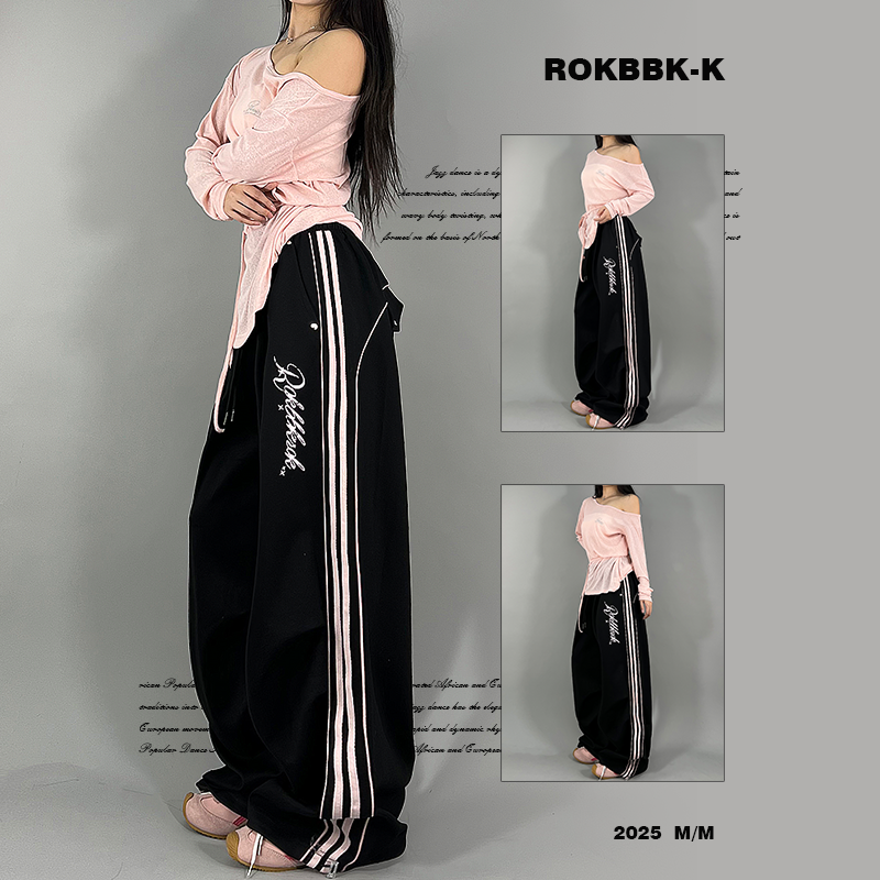 ROKBBK-K布韩韩街舞潮牌2025新款设计感线条显瘦休闲裤女爵士舞