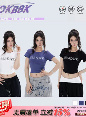 ROKBBK女短袖字母印花短款T恤