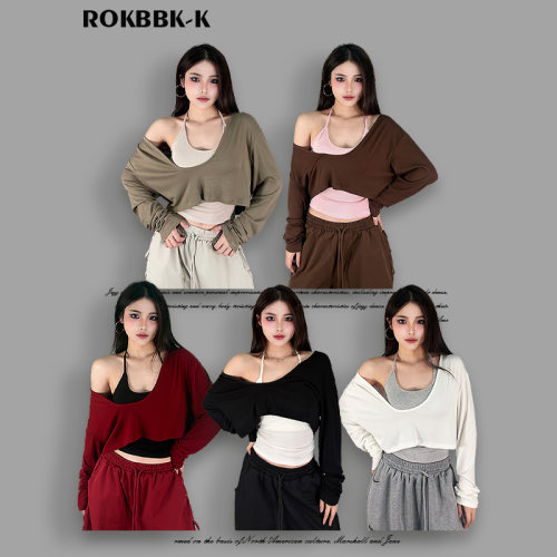ROKBBK-K辣妹风长袖T恤两件套