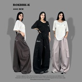 复古早秋烫钻百搭休闲裤 ROKBBK K布韩街舞潮牌嘻哈美式 女jazz