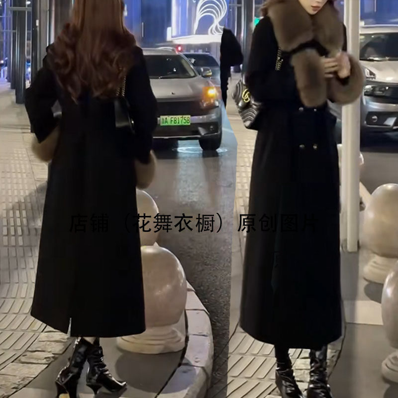 御姐风大翻领毛呢长款风衣女秋冬高级感显瘦大衣文艺范气质名媛潮