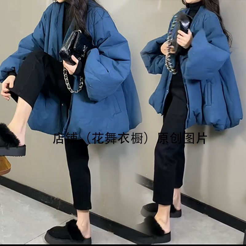 韩版工装风蓝色中长款棉服女冬季宽松百搭小个子高级感外套森系潮,女装/女士精品,棉衣/棉服,淘宝优惠券,粉丝福利购,淘宝优惠卷