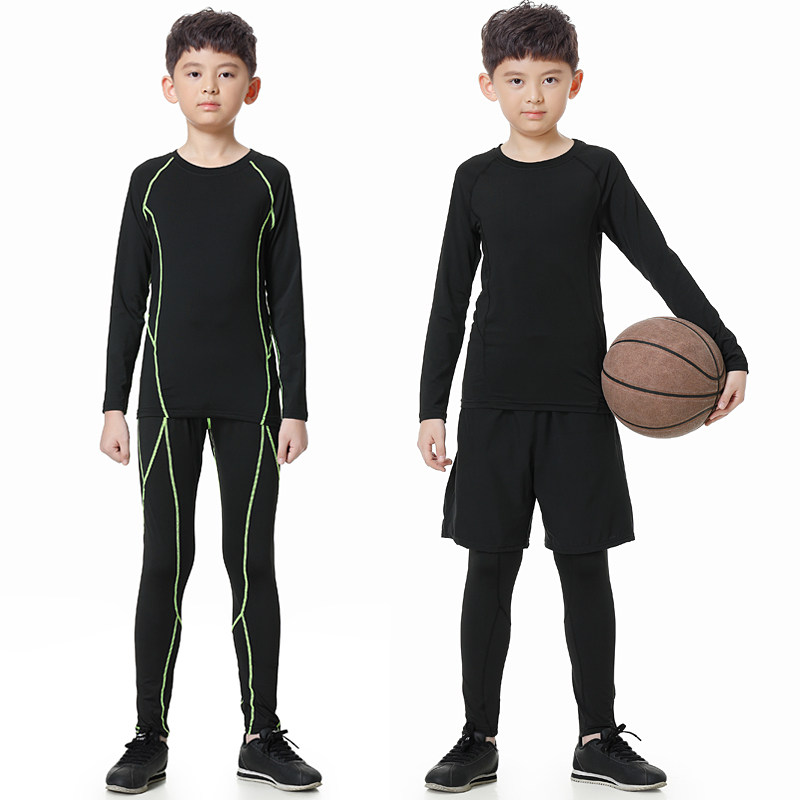 儿童篮球紧身衣速干训练服男童足球打底中小学生田径跑步运动套装