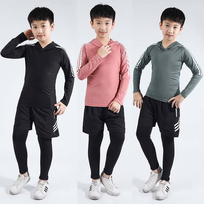 儿童紧身衣训练服男女童速干衣跑步健身服篮球足球运动套装打底服