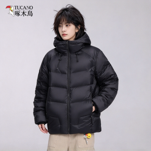 啄木鸟排骨面包羽绒服女90白鸭绒
