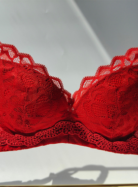 素思玛文胸套装本命年A罩杯无钢圈小胸聚拢显大女蚕丝内衣FC82014